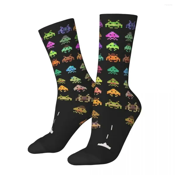 Herrensocken Space Invaders Arcade Shooter Spiel Wandern 3D-Druck Junge Mädchen Socke in der Mitte der Wade