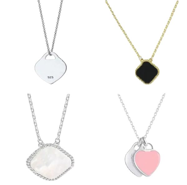 Nuova collana con ciondolo a forma di cuore, collana di design per donna, collana di trifogli, gioielli di moda, donna, catena in argento, gioielli firmati, compleanno, regalo di Natale, festa di nozze