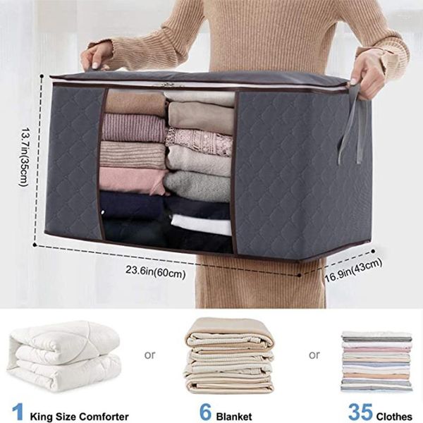 Borse portaoggetti Organizer per borse porta abiti di grande capacità con manico rinforzato Tessuto spesso per trapunte Coperte Biancheria da letto Pieghevole S