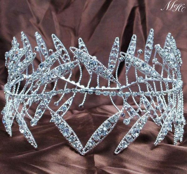 Fermagli per capelli Corona del greco antico Corone floreali Diademi di fiori rotondi Strass in cristallo trasparente Accessori per spettacoli per fascia da sposa