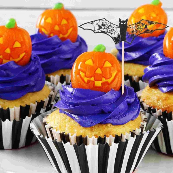 Cake Tools 24 Stück Halloween-Dekorationen, Fledermaus-Cupcake-Picks, Topper