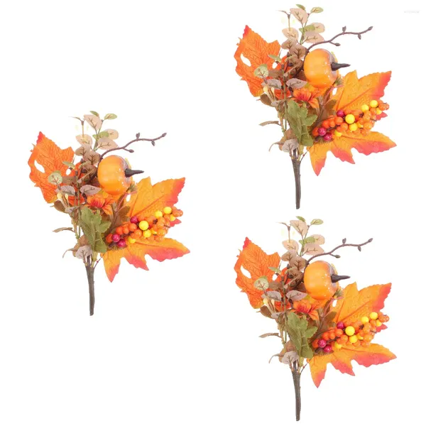 Fiori decorativi talee di zucca d'acero stelo di ramoscello artificiale decorazione domestica autunnale foglie di rami di bacche finte rami finti