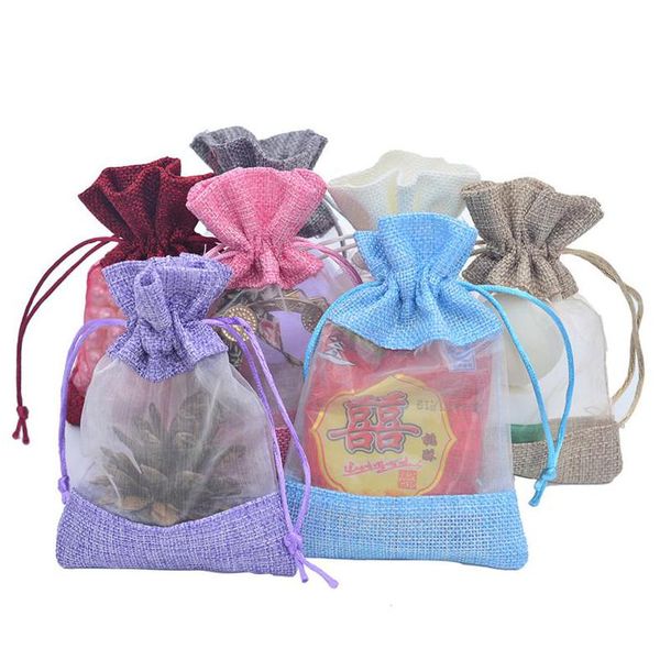 Confezione regalo 2 dimensioni Organza Juta Confezione Borsa Bomboniera per feste Sacco Lino Dstring Pouch Gioielli Lx2034 Consegna a domicilio Home Garden Fest Dhlrx