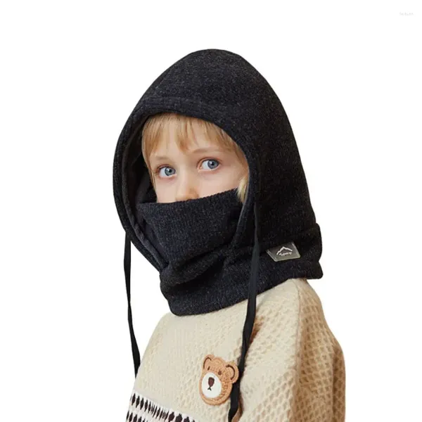 Berretti Sciarpa Cappello lavorato a maglia Caldo collo termico stereoscopico Maschera con cappuccio Berretto integrale antivento fatto a mano per bambini