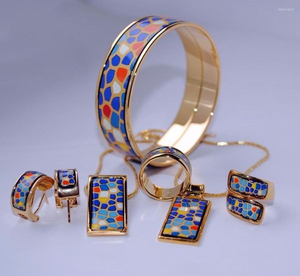 Halskette Ohrringe Set 015 Cloisonne Emaille Schmuck Europäische und Amerikanische Art 4er Sets