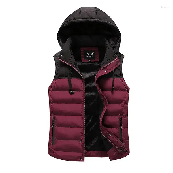 Gilet da uomo Giacca moda Gilet Uomo invernale Gilet senza maniche con cappuccio Blu Rosso Abbinamento Slim caldo spesso Hommes Abbigliamento taglie forti