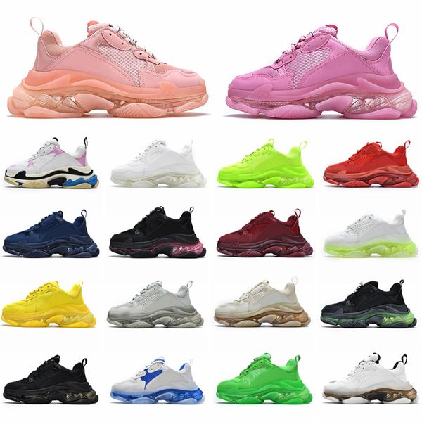 2024 Designer Triple Herren Damen Freizeitschuhe Spur für Designer Freizeitschuhe Plattform Sneakers Klare Sohle Schwarz Weiß Grau Rot Rosa Bug