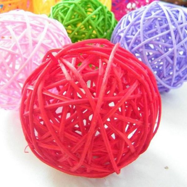 Weihnachtsschmuck Großhandel 7cm Multi Farben Woven Wicker Ball Home Decoration 12pcs / set 014024012