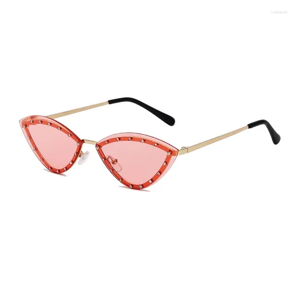 Óculos de sol mulheres vidro gato olho senhora moda com diamante feminino viagem praia uv400