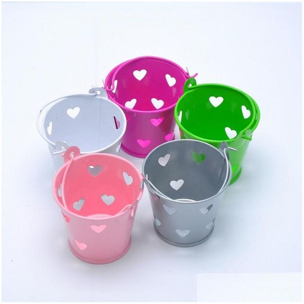 Confezioni regalo Mti Color Mini Tin Candy Secchi con cuori vuoti Secchi Secchio di metallo Zuccheriera Decorazione bomboniera Za1379 Dro Dhv80