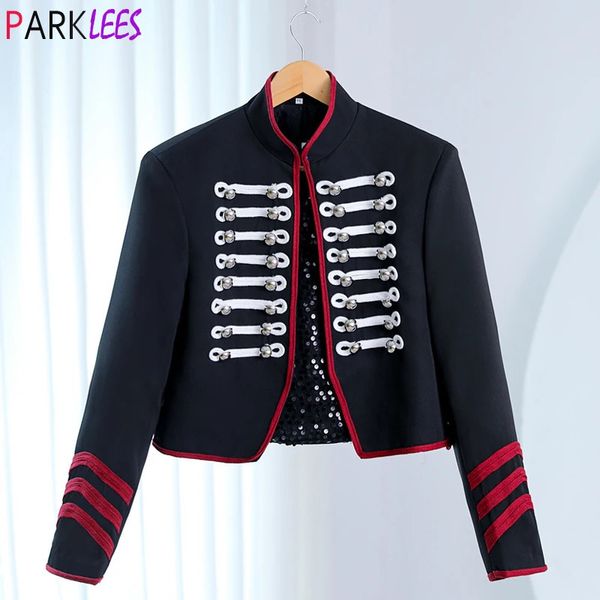 Mens ternos blazers duplo breasted steampunk jaqueta militar homens gola slim fit punk rock cantor traje dança baile de formatura blazer masculino 231123