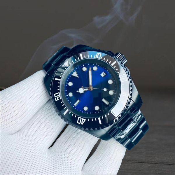 Relógio mestre de luxo relógios masculinos 44 mm morador do mar profundo 3135 movimento moldura de cerâmica safira cristal inoxidável relógio deslizante fivela relógio de mergulho mecânico automático