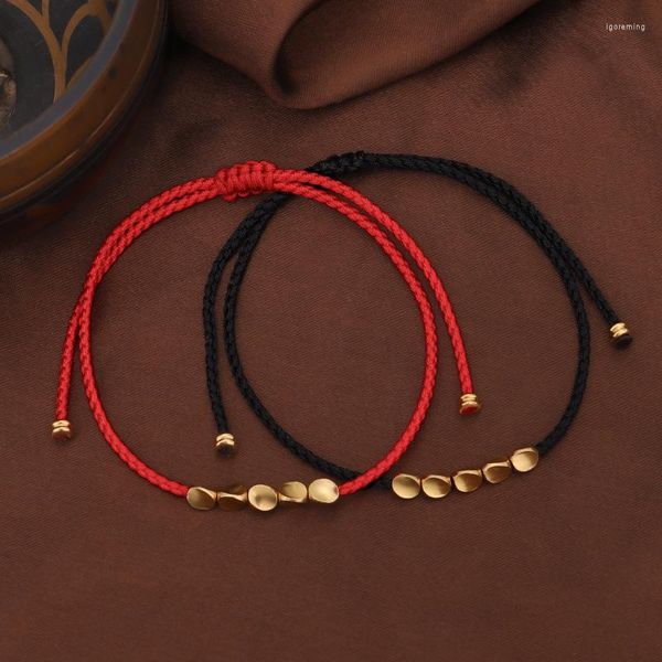 Очарование браслетов Qiluxy Тибетские буддийские буддийские творческие медные бусины Красная черная веревка для женщин мужчины