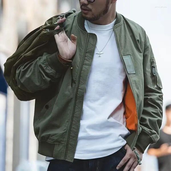 Jaquetas masculinas Air Pilot Jaqueta Homens Safari Estilo Militar Harajuku Retro Beisebol À Prova de Vento Zipper Masculino Motocicleta Outerwear Bomber Casaco