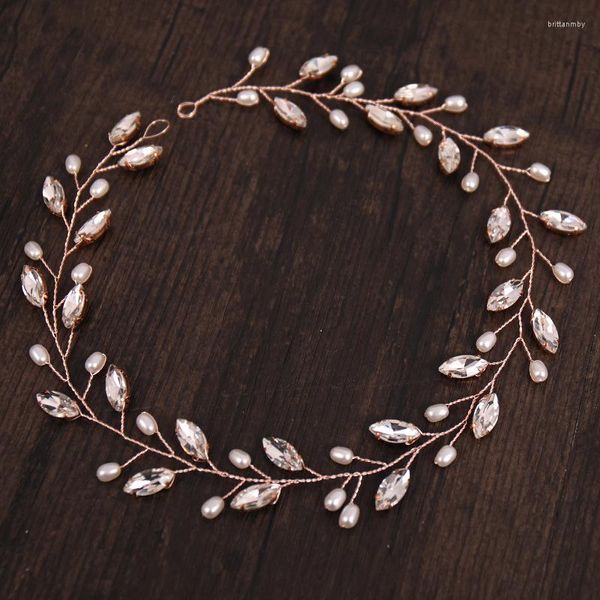 Hair Clips Fashion Pearl Rhinestone Band Band Bandal Crown Band Tiara Leaves Crystal Headpied Jewelry