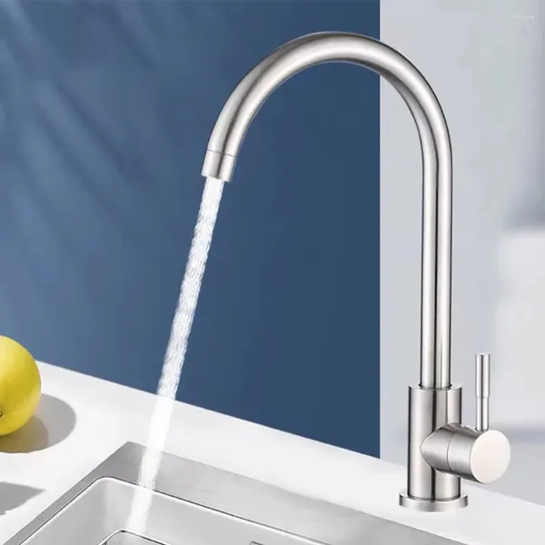 Rubinetti per lavandino del bagno Rubinetto della cucina Rotazione a 360 ° in acciaio inossidabile Depuratore d'acqua Rubinetto monocomando con foro Miscelatore freddo