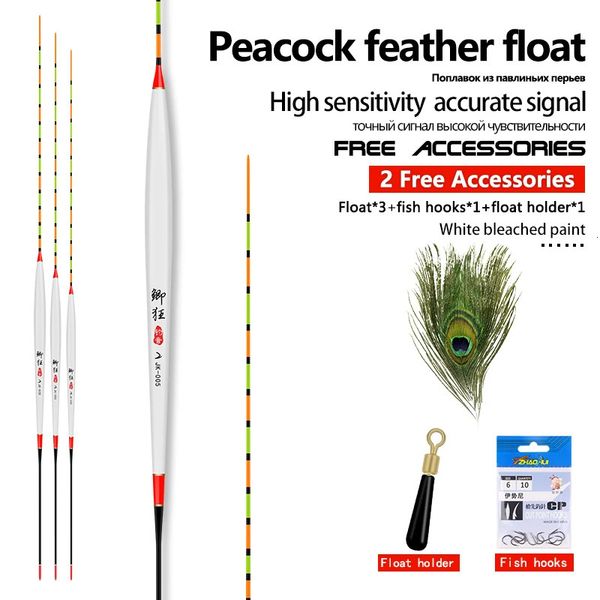 Balıkçılık Aksesuarları 3pcs Peacock Tüy Balıkçılık Floats1 Çanta Kancaları1 Şamandıra Sazan Sazan Crucian Float Durdurucu Dikey Bobbers Balıkçılık Aksesuarları Aracı 231123