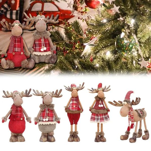 Decorazioni natalizie Decorazione natalizia per bambole estensibili Cervo Alce Tessuto per bambole Retrattile Postura seduta in piedi Regali per bambole di cervo Navidad Natal 231123