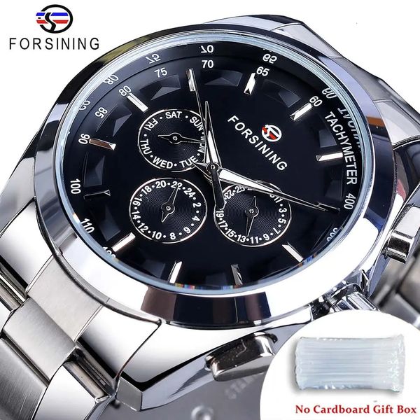 Andere Uhren Forsining Business Style Automatikuhr Herren Schwarzes Zifferblatt Mechanische Armbanduhr mit Kalender Luminou-Zeiger Kostenloser Versand nach Brasilien 231123