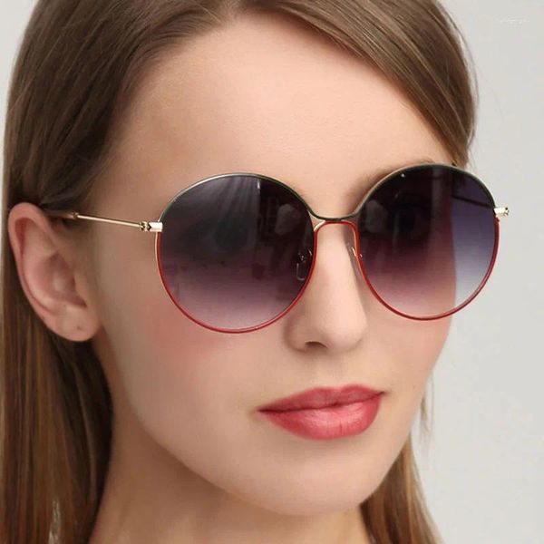 Sonnenbrille Mode Stil Frauen Sonnenbrille Runde Form Metallrahmen UV400 Schutz Frau Hohe Qualität Männer