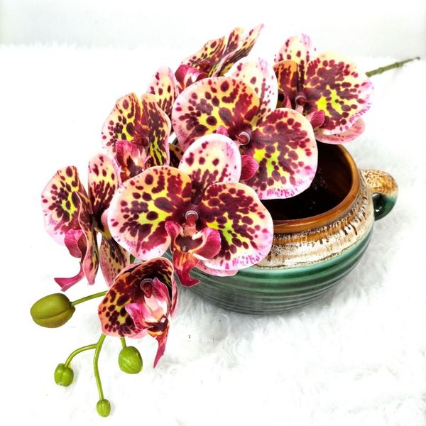 Simulazione fiore nuova sensazione piccola orchidea a sette teste Phalaenopsis fiore finto matrimonio paesaggio casa decorazione morbida fotografia decorazione giardinaggio