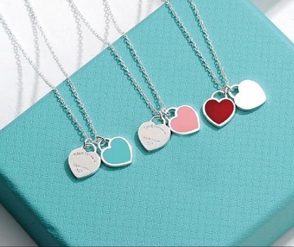 Neuer TIFF S925 Sterling Silber Anhänger Juwely High-End-Handwerkskunst mit offiziellem Logo Blue Heart Halskette Großhandel Jungen Mädchen Halskette