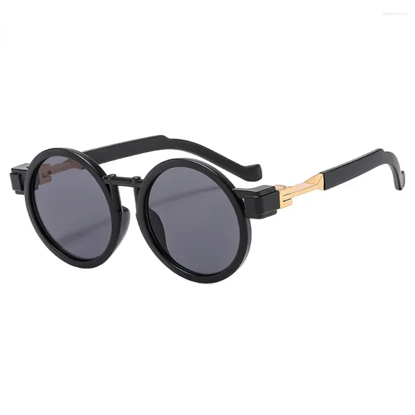 Óculos de sol ins 2023 redondo personalizado metal espelho perna moda homens mulheres motocicleta rock óculos de sol unisex senhoras uv400