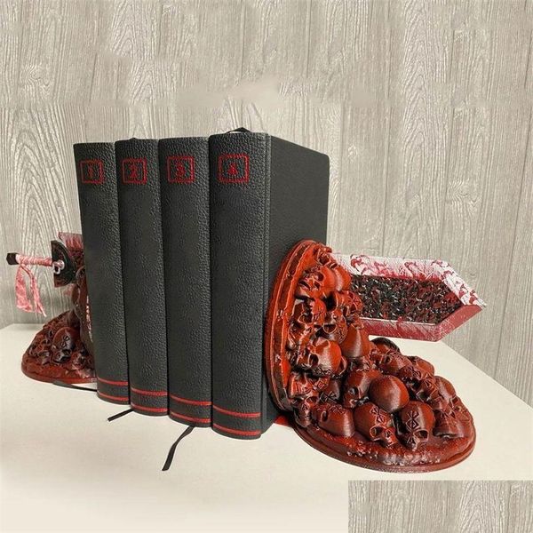 Objetos Decorativos Estatuetas Dragon Slayers Furious Bookend Berserk Bookends Espada Estante Resina Livro Nook Inserir Kits Ornamento Dhkcn