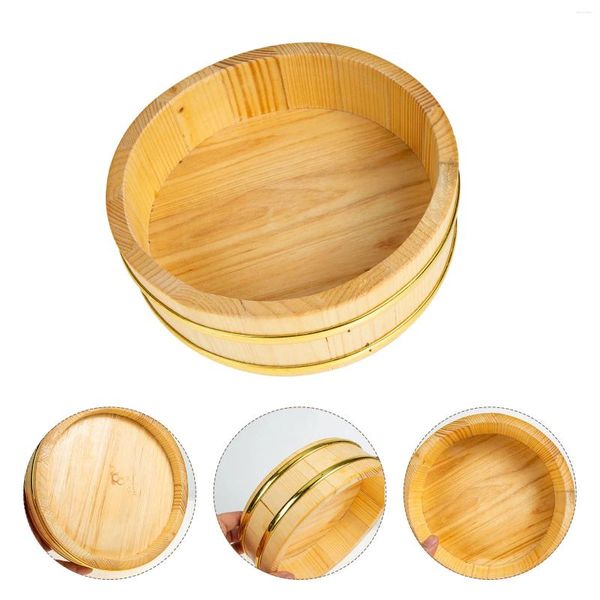 Set di stoviglie Secchio per sushi Vassoio per sashimi in legno Barile Ciotole per miscelazione Contenitori per gadget da cucina di grande capacità Contenitori per riso Rotondo
