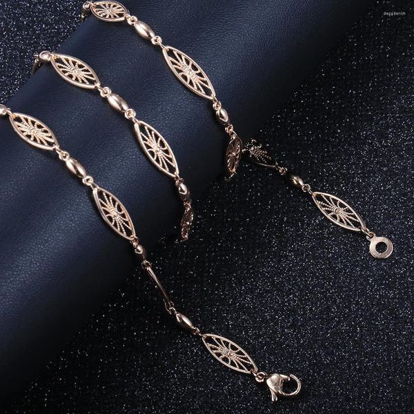 Anhänger Halsketten 6mm 585 Rose Gold Farbe Oval Twisted Link Kette Halskette Für Frauen Mädchen Mode Schmuck Geschenke CN61