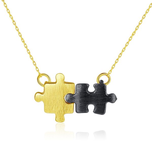 Nuovo design puzzle personalizzato S925 Collana con ciondolo in argento Gioielli Moda Donna Placcato in oro 18k Collana con colletto a catena Collana da donna Festa di nozze Regalo di San Valentino SPC