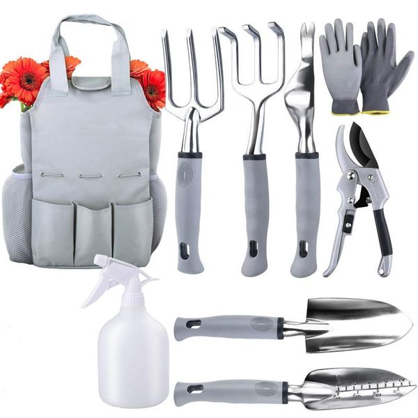 Equipamentos de rega kit de jardinagem de ferramentas de jardim com alças ergonômicas para escavar e plantar o saco de armazenamento anti-rust