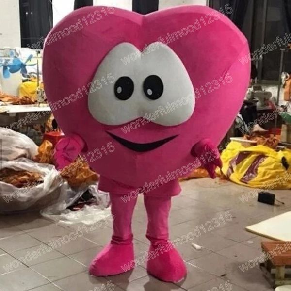 Leistung rosa Herz Maskottchen Kostüme Cartoon Karneval Hallowen Leistung Unisex Fancy Games Outfit Urlaub Außenwerbung Outfit Anzug