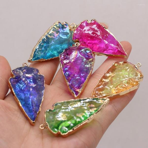 Colares pendentes 1pcs pingentes de cristal natural Triângulo Charms multicolor