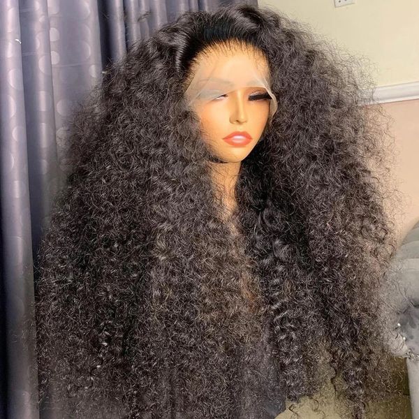 Afro Kinky Kıvırcık Peruk Sentetik Saç Perukları 12 ~ 32 inç Parça Dantel Perruques de Cheveux Simülasyon İnsan Saç Pelucas B1068