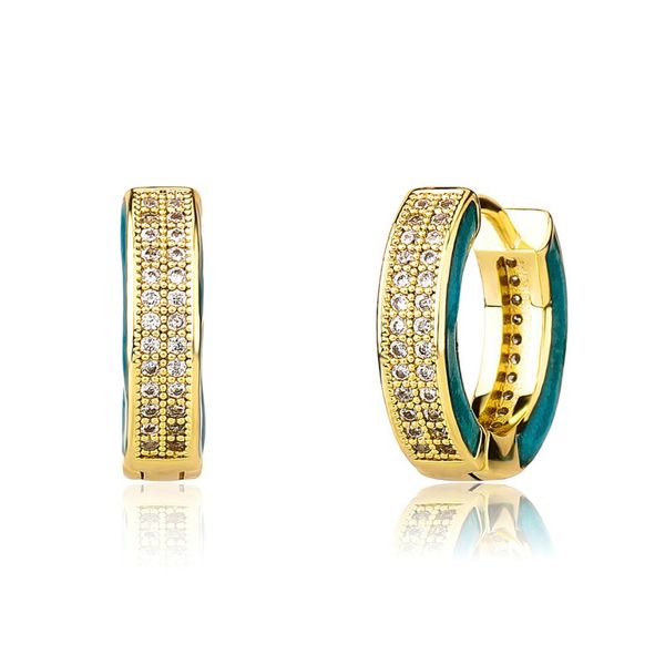 New Fashion 18K White Yellow Gold Plated Bling CZ Luminous Hoops Orecchini per uomo Ragazze Donna per regalo di festa