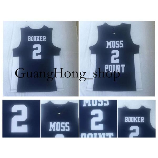 GH Одежда высшего качества 2 Девина Букера Мосс Пойнт, майка для средней школы, баскетбольные майки для колледжа, синяя спортивная рубашка Ed, редкая