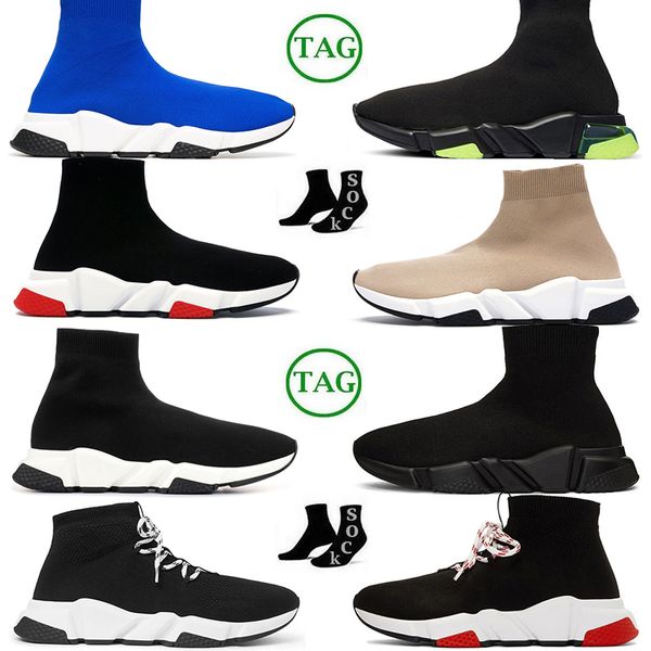 Atacado Originais Meias Sapatos Speedy Treinadores Paris Malha Tripler Preto Branco Rosa Azul Slip-on Plataforma Graffiti Homens Mulheres Designer OG Sneaker Sports