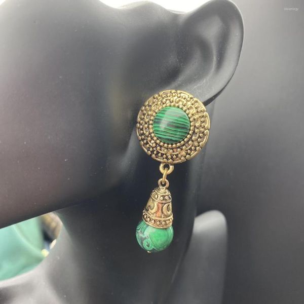 Серьги с шпилькой средний винтаж Do Old Process Malachite Glamour Little Sweem Plouds Clip