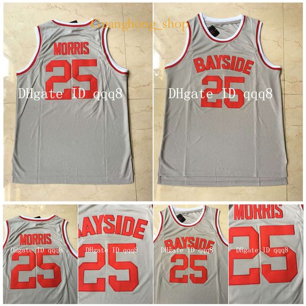 En kaliteli 25 Zack Morris Jersey Bayside Tigers Film Koleji Basketbol Formaları Gri% 100 Stiched Boyut S-XXL Nadir