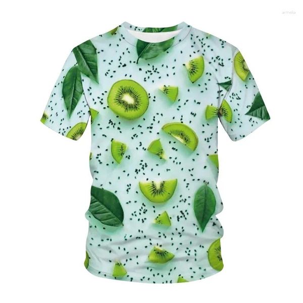 T-shirt da uomo Abbigliamento estivo rinfrescante T-shirt divertente Serie di frutta Modello stampato 3d Girocollo Sport Manica corta casual allentata