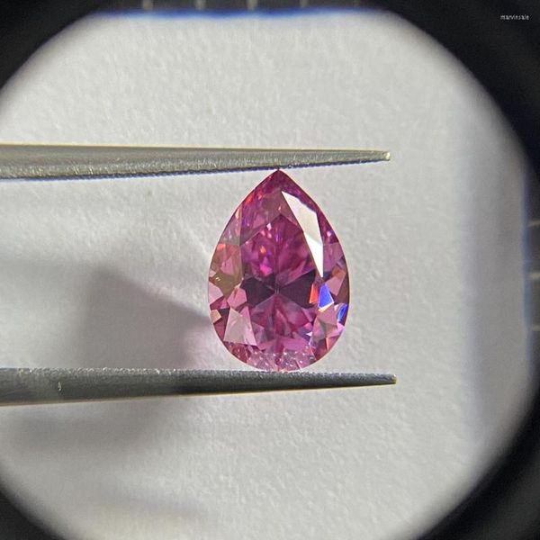 Свободные драгоценные камни Mosangnai Pear Cut 7x10 мм причудливый розовый алмаз Moissanite для кольца