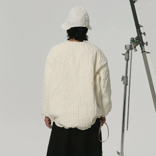 Casacos de trincheira femininos cakucool edição coreana outono/inverno tecido espumado design dobrável pit stripe solto sólido branco para baixo casaco