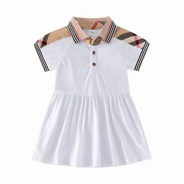 Sommer Baby Mädchen Prinzessin Kleider Baumwolle Kinder Kurzarm Kariertes Kleid Mädchen Umlegekragen Kleid Kinder Rock