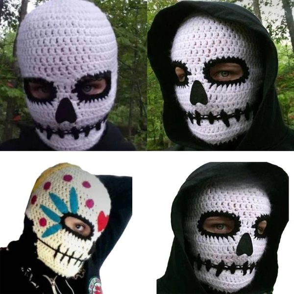 Berets balaclava chapéu halloween engraçado com capuz máscara cosplay festa dxaa