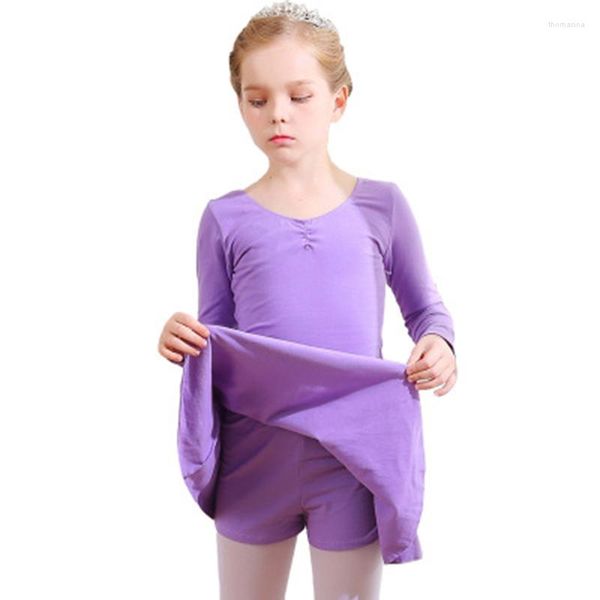 Stage Wear Bambini Cotone Ginnastica Body Balletto Abito Costume per bambini Manica corta Ballerina Abbigliamento Tutu professionale