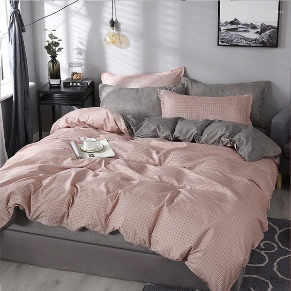 Set di biancheria da letto 2023 Set reversibile Copripiumino pastorale Lenzuolo piatto Biancheria da letto moderna Rosa Nero Renna AB Side Home Decor