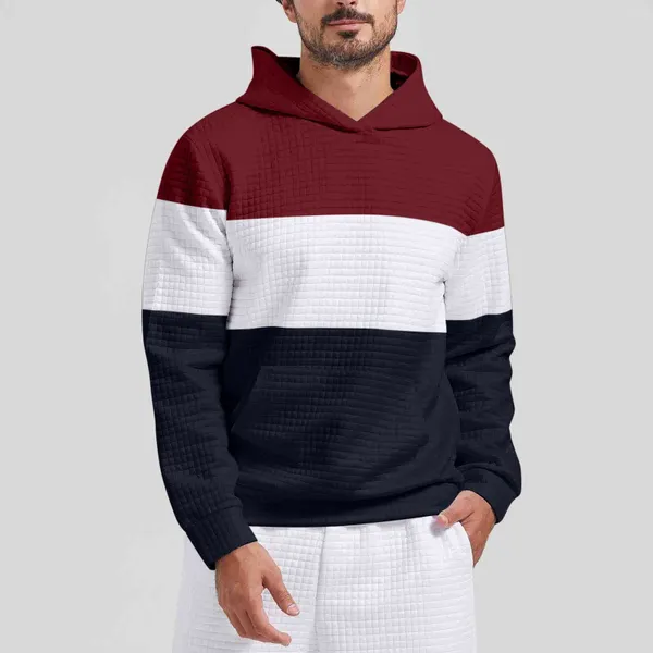 Felpe con cappuccio da uomo Felpa morbida con cappuccio da uomo Maglione scozzese a blocchi di colore autunno e inverno con cappuccio manica lunga tasca superiore pantofola grande