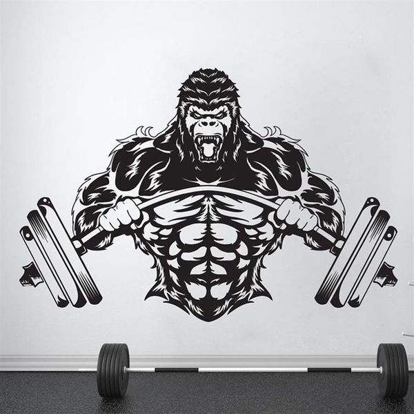 Wandtattoo für Fitnessstudios, individuelles Fitness-Dekor, Workout-Kunst, Vinyl-Aufkleber, Gorilla-Gym-Zitat-Aufkleber, Motivation, Crossfit A732 210308242t