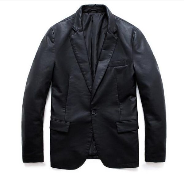 Herren Anzüge Blazer Schwarze Lederjacken Frühling Herbst Ankunft Herren PU Blazer Männer Männlich Dünne Beiläufige Anzugjacke Plus Größe 5XL